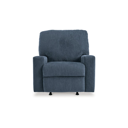 Anise Manual Rocker Recliner Chair, Pull Tab, Navy Blue Polyester