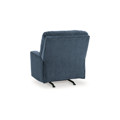 Anise Manual Rocker Recliner Chair, Pull Tab, Navy Blue Polyester