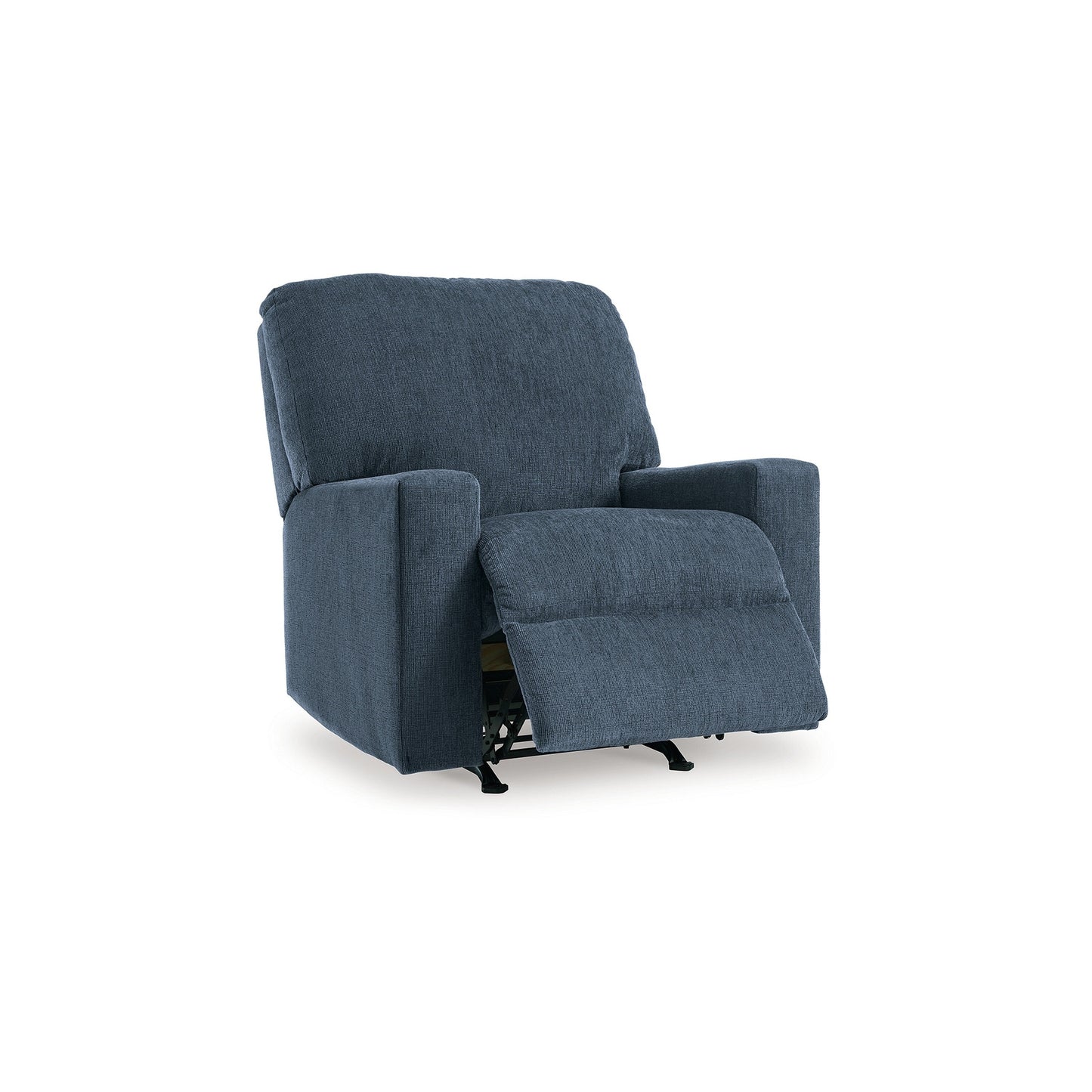 Anise Manual Rocker Recliner Chair, Pull Tab, Navy Blue Polyester