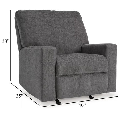 Anise Manual Rocker Recliner Chair, Pull Tab, Pewter Gray Polyester