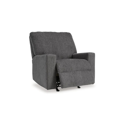 Anise Manual Rocker Recliner Chair, Pull Tab, Pewter Gray Polyester