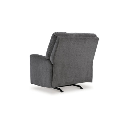 Anise Manual Rocker Recliner Chair, Pull Tab, Pewter Gray Polyester