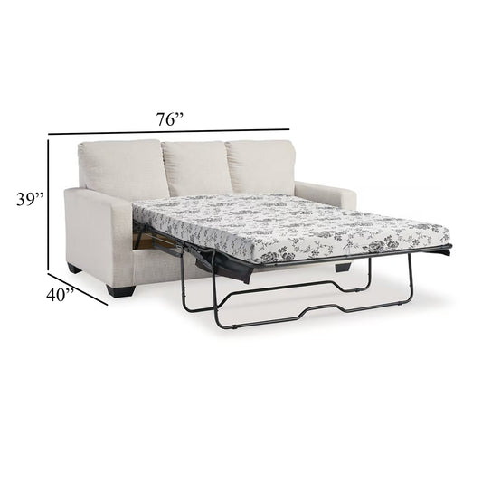 Anise Sofa Sleeper with Full Size Pull Out Bed, Snow White Polyester