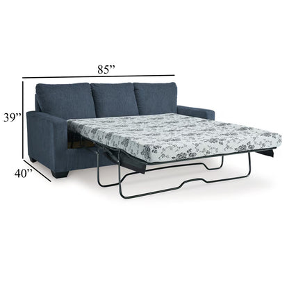 Anise Sofa Sleeper with Queen Size Pull Out Bed, Navy Blue Polyester