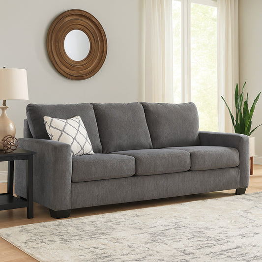 Anise Sofa Sleeper with Queen Size Pull Out Bed, Pewter Gray Polyester