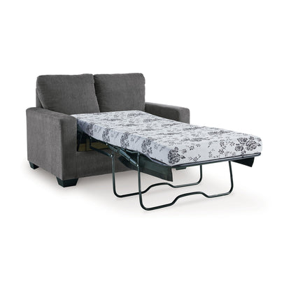 Anise Sofa Sleeper with Twin Size Pull Out Bed, Pewter Gray Polyester