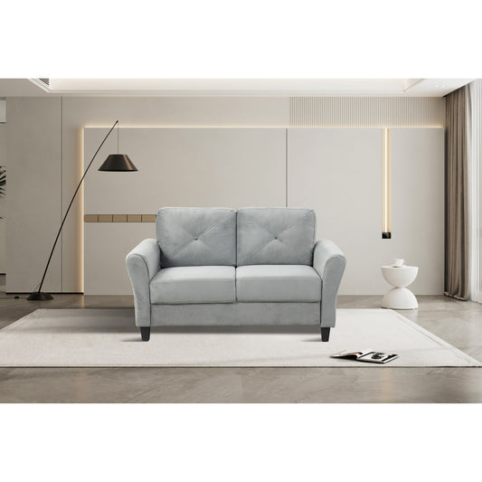 Antique Dark Grey 64.1 Polyester Loveseat Sofa With Solid Wood Frame and High Elastic Sponges Cushion for Living Room