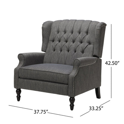 Apaloosa Oversized Tufted Wingback Fabric Push Back Recliner by Christopher Knight Home