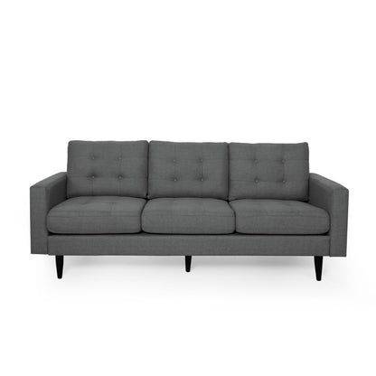 Apex Sofa, 3 Seater, 83 Inch, Classic Button Tufted, Dark Gray Fabric