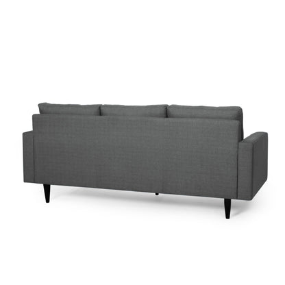 Apex Sofa, 3 Seater, 83 Inch, Classic Button Tufted, Dark Gray Fabric