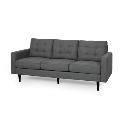 Apex Sofa, 3 Seater, 83 Inch, Classic Button Tufted, Dark Gray Fabric