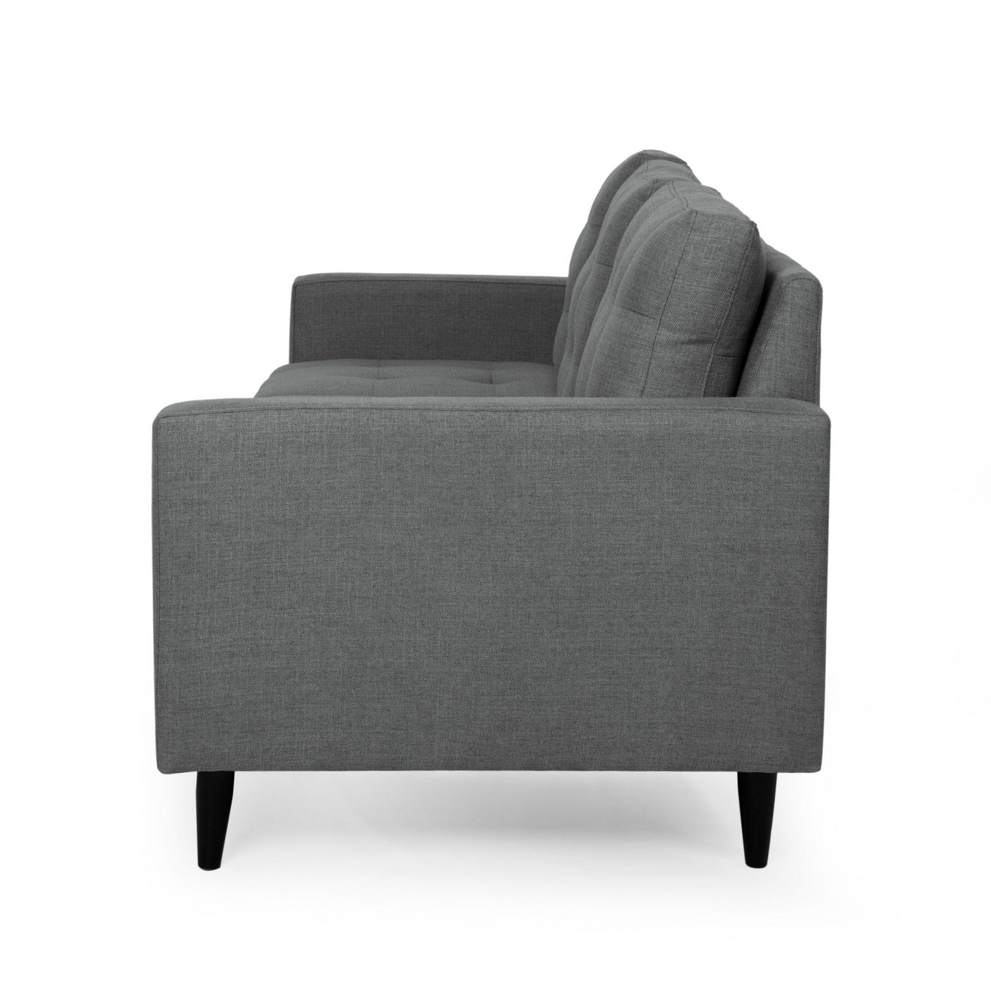 Apex Sofa, 3 Seater, 83 Inch, Classic Button Tufted, Dark Gray Fabric