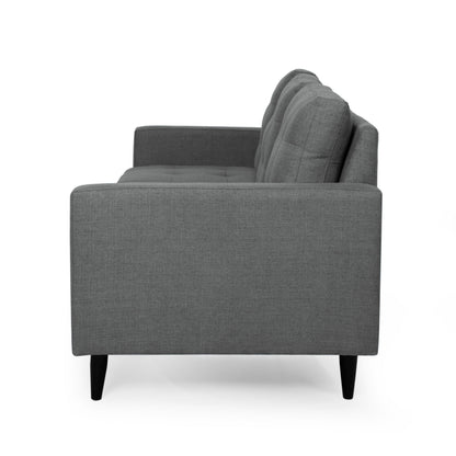 Apex Sofa, 3 Seater, 83 Inch, Classic Button Tufted, Dark Gray Fabric