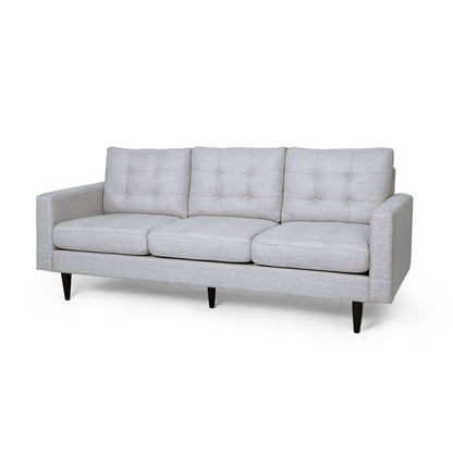 Apex Sofa, 3 Seater, 83 Inch, Modern Button Tufted, Beige Fabric