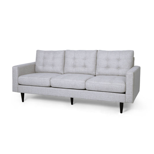 Apex Sofa, 3 Seater, 83 Inch, Modern Button Tufted, Beige Fabric