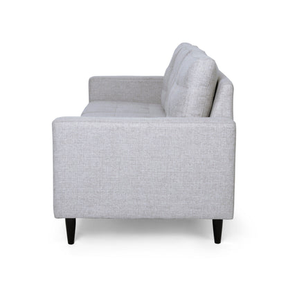 Apex Sofa, 3 Seater, 83 Inch, Modern Button Tufted, Beige Fabric