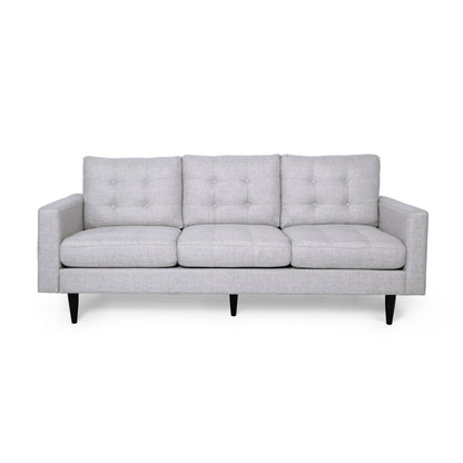 Apex Sofa, 3 Seater, 83 Inch, Modern Button Tufted, Beige Fabric