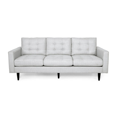 Apex Sofa, 3 Seater, 83 Inch, Modern Button Tufted, Light Gray Fabric