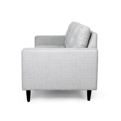 Apex Sofa, 3 Seater, 83 Inch, Modern Button Tufted, Light Gray Fabric