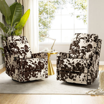 Arlette Floral Manual Swivel Recliner with Tufted Back Set of 2