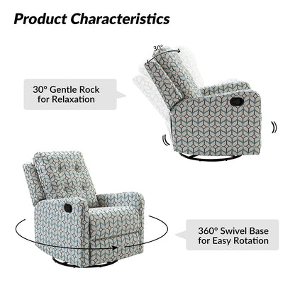 Arlette Floral Manual Swivel Recliner with Tufted Back Set of 2