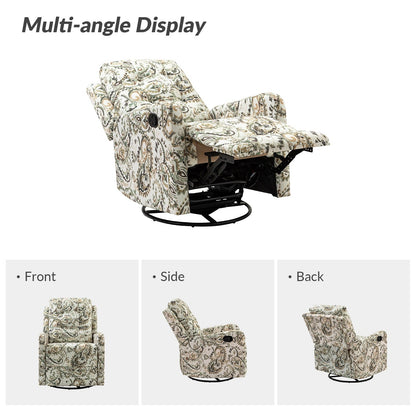 Arlette Floral Manual Swivel Recliner with Tufted Back Set of 2