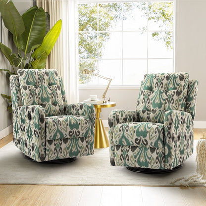 Arlette Floral Manual Swivel Recliner with Tufted Back Set of 2