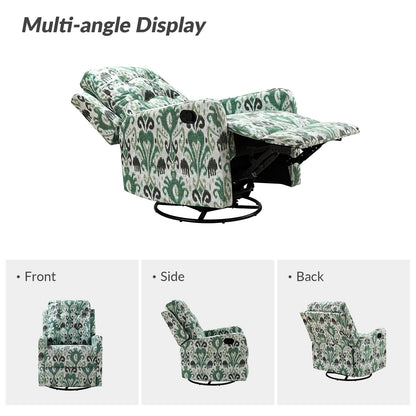 Arlette Floral Manual Swivel Recliner with Tufted Back Set of 2
