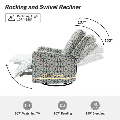 Arlette Floral Manual Swivel Recliner with Tufted Back Set of 2
