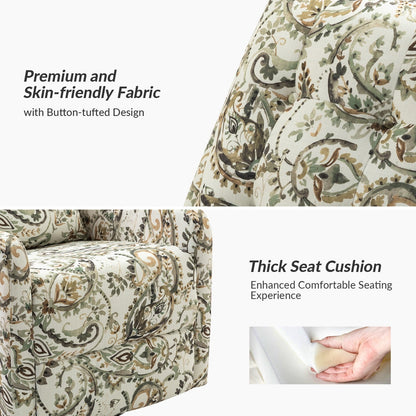 Arlette Floral Manual Swivel Recliner with Tufted Back Set of 2