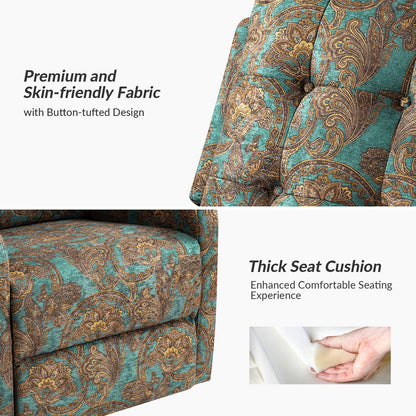 Arlette Floral Manual Swivel Recliner with Tufted Back Set of 2