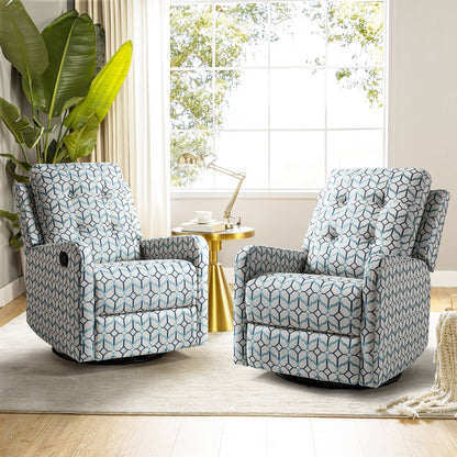 Arlette Floral Manual Swivel Recliner with Tufted Back Set of 2