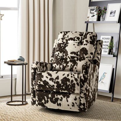 Arlette Contemporary Floral Manual Swivel Recliner with Tufted Back