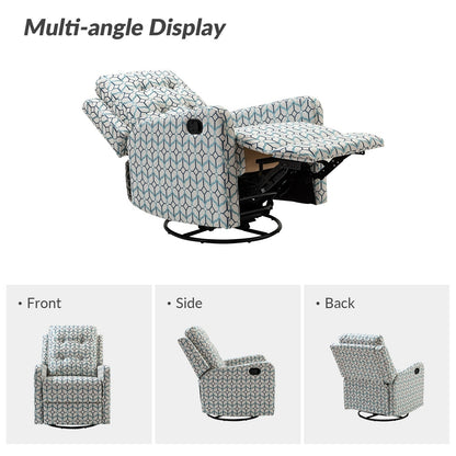 Arlette Contemporary Floral Manual Swivel Recliner with Tufted Back