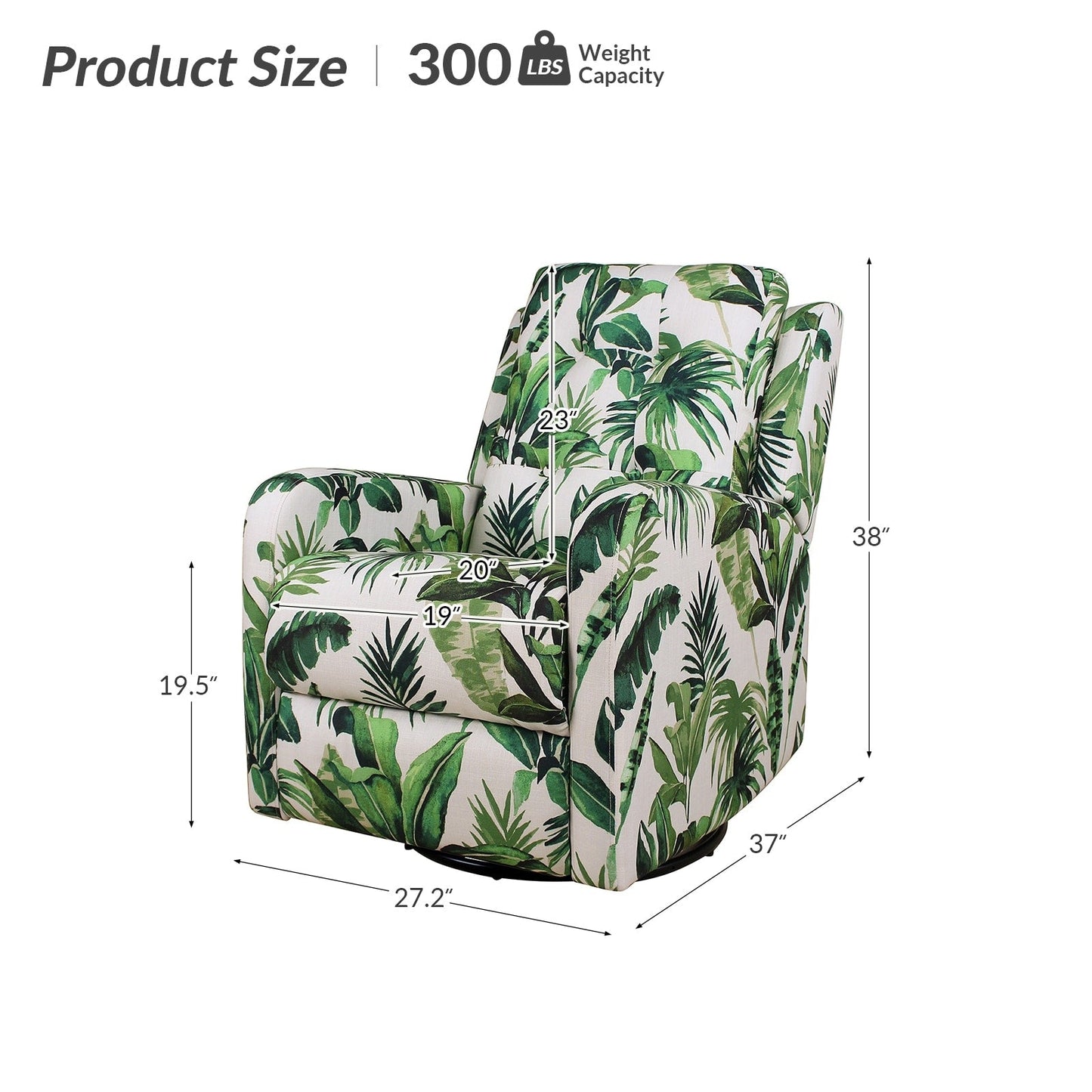 Arlette Contemporary Floral Manual Swivel Recliner with Tufted Back