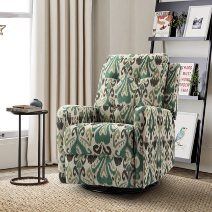 Arlette Contemporary Floral Manual Swivel Recliner with Tufted Back