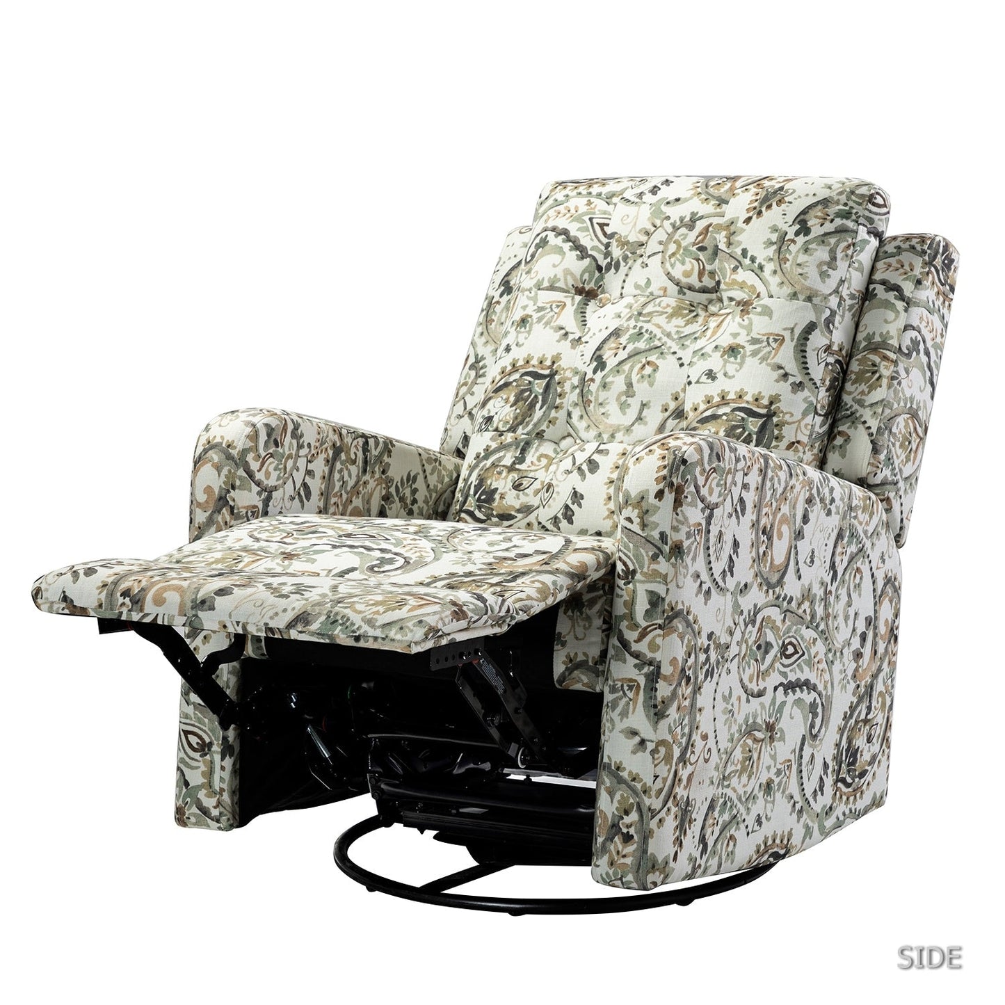 Arlette Contemporary Floral Manual Swivel Recliner with Tufted Back