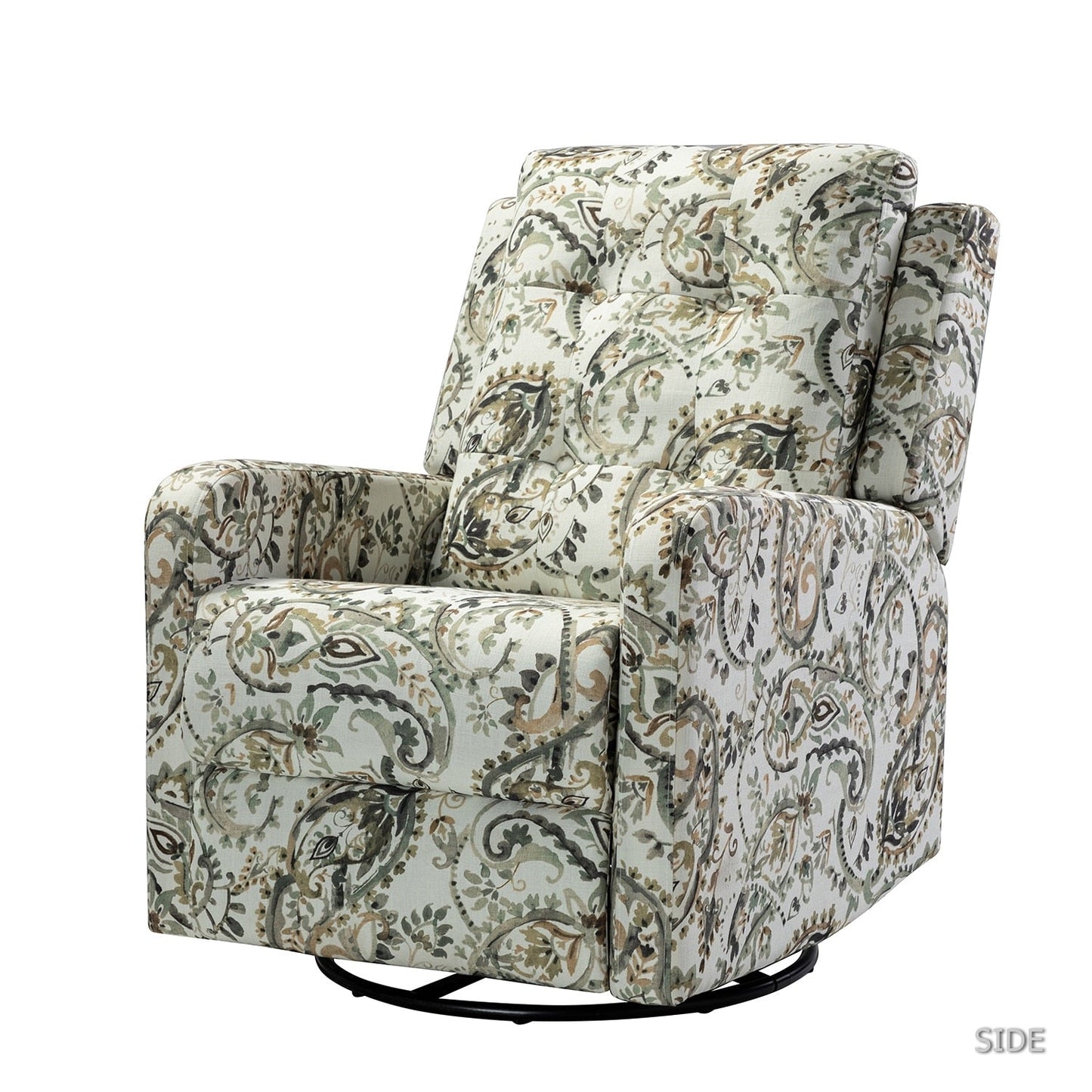 Arlette Contemporary Floral Manual Swivel Recliner with Tufted Back