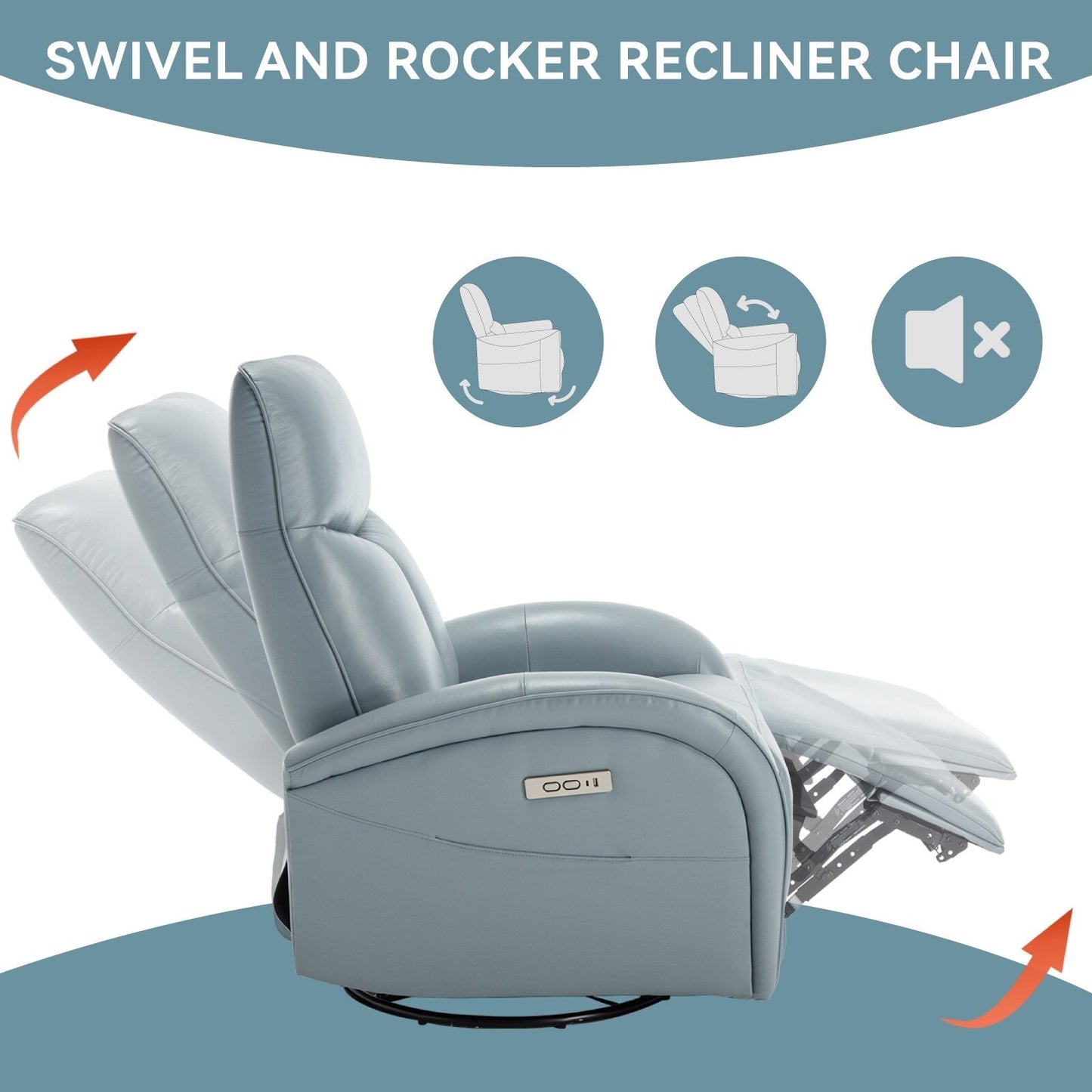 Armless Power Glider Recliner Chair with USB?C Charging & High Backrest