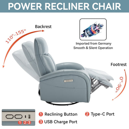 Armless Power Glider Recliner Chair with USB?C Charging & High Backrest