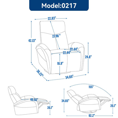 Armless Power Glider Recliner Chair with USB?C Charging & High Backrest