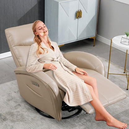 Armless Power Glider Swivel Recliner Chair with USB & High Back