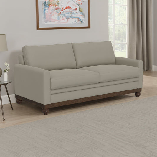Ata Sofa, Almond Gray Polyester, 2 Pillows, Brown Solid Wood, 86 Inch