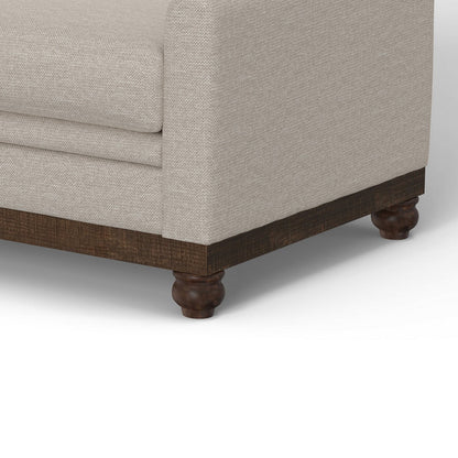 Ata Sofa, Beige Polyester, 2 Pillows, Brown Solid Wood Frame, 86 Inch