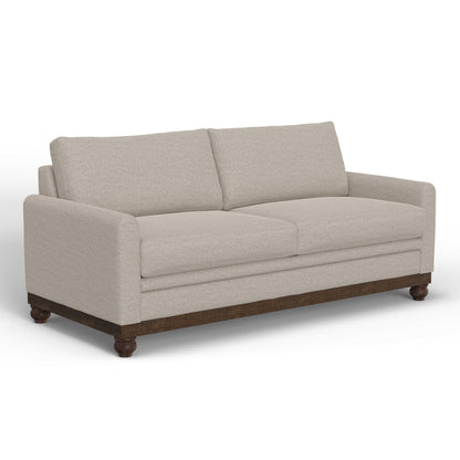 Ata Sofa, Beige Polyester, 2 Pillows, Brown Solid Wood Frame, 86 Inch