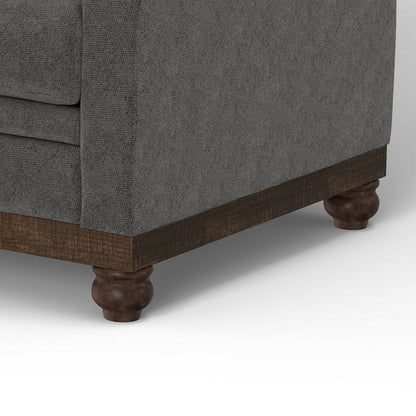 Ata Sofa, Iron Gray Polyester, 2 Throw Pillows, Brown Solid Wood, 86 Inch