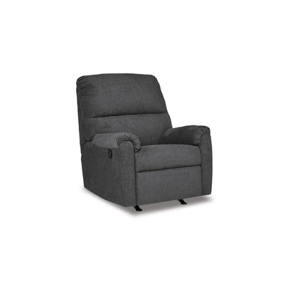 Avel Manual Rocker Recliner Chair, Dark Gray Polyester, Metal Frame