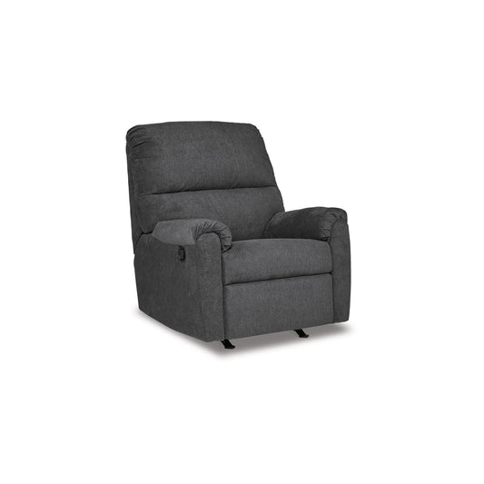 Avel Manual Rocker Recliner Chair, Dark Gray Polyester, Metal Frame