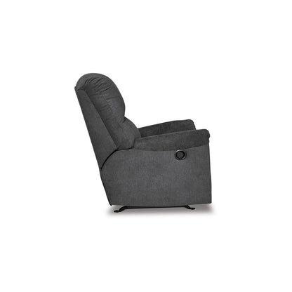 Avel Manual Rocker Recliner Chair, Dark Gray Polyester, Metal Frame
