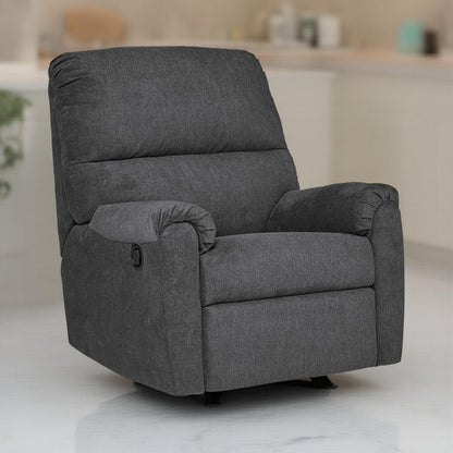 Avel Manual Rocker Recliner Chair, Dark Gray Polyester, Metal Frame